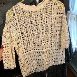 Tory Burch Cream Open Knit Top Sz XS